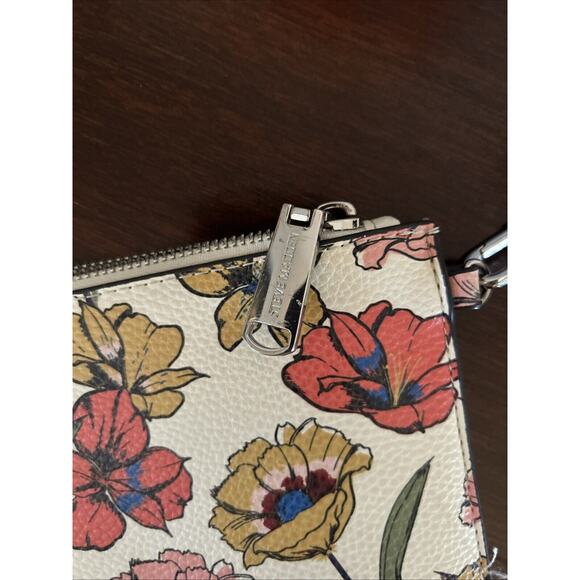 Steve Madden Women's Cosmetic Bag Neutral Floral Print Makeup Pouch Dusty Rose - Picture 4 of 6